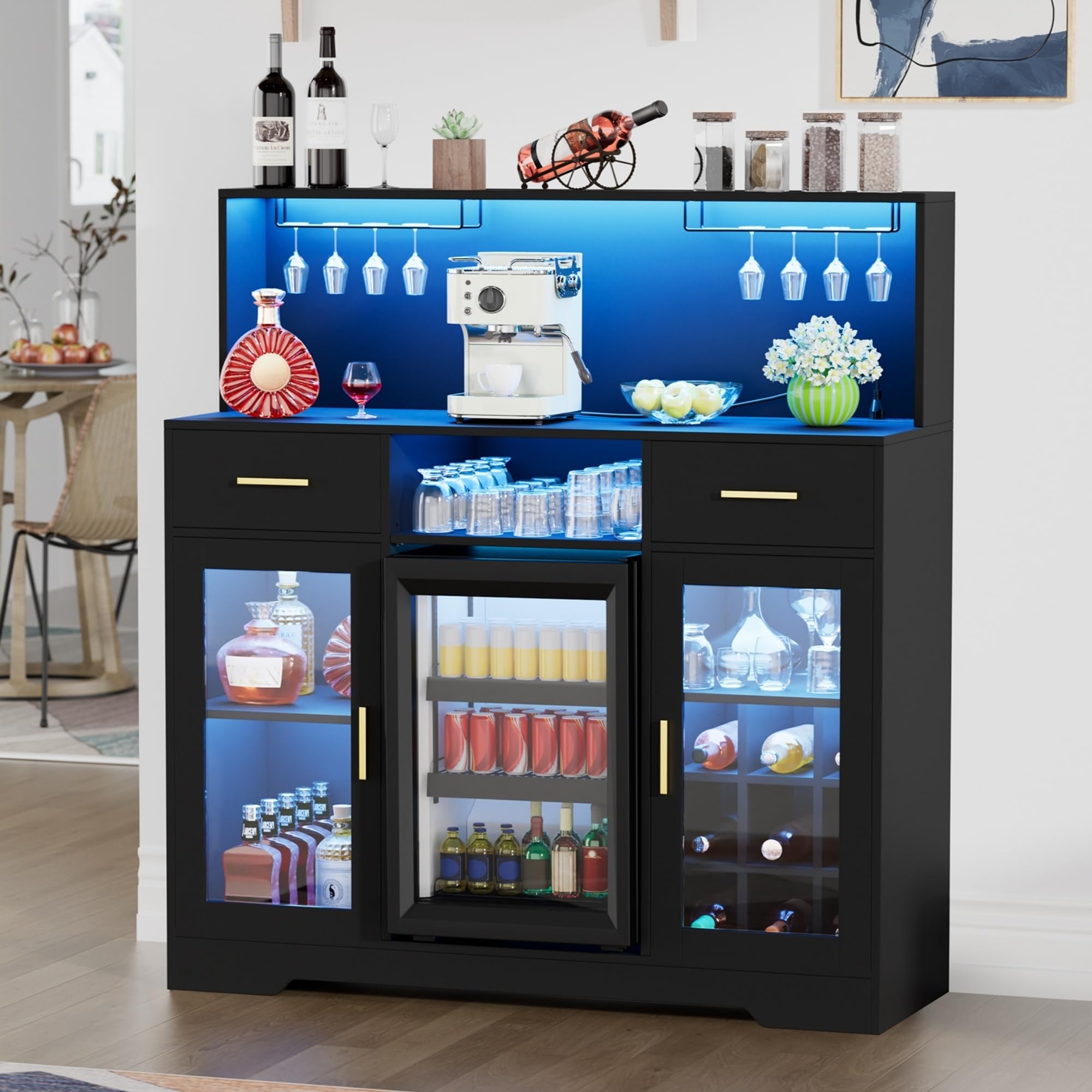 Home Bar And Fridge - Mini Frigorifero con Vano Portaoggetti, Mobile