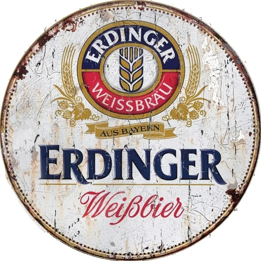 Home Bar Signs - Targa in alluminio rotonda vintage Erdinger
