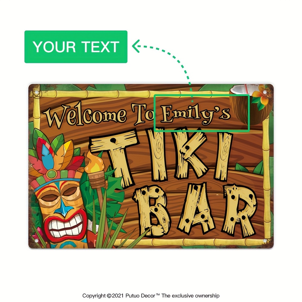Home Bar Accessories - Insegna Personalizzata per Tiki Bar, Nome