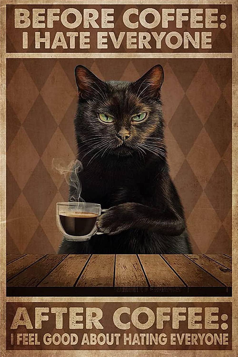 Home Bar And Coffee - Targhe in latta vintage: «Gatto prima