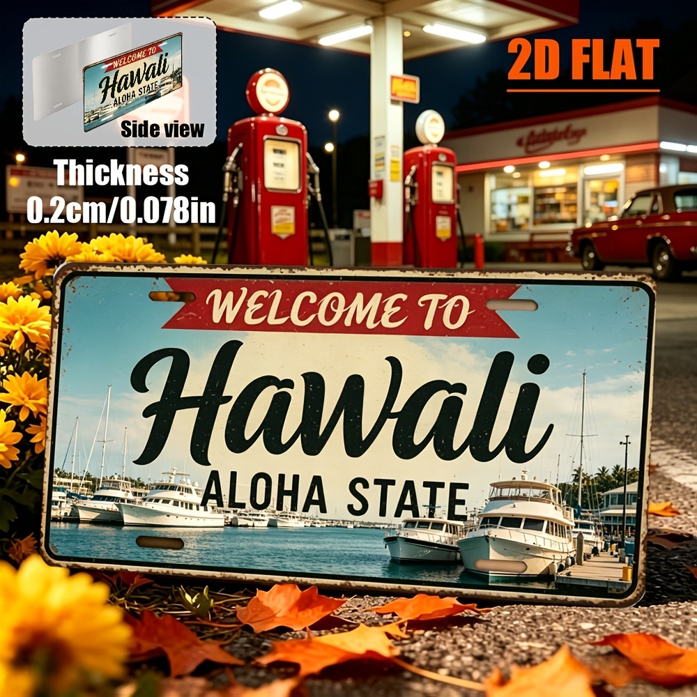Home Bar Signs - Insegna retrò hawaiana piatta 2D personalizzabile,