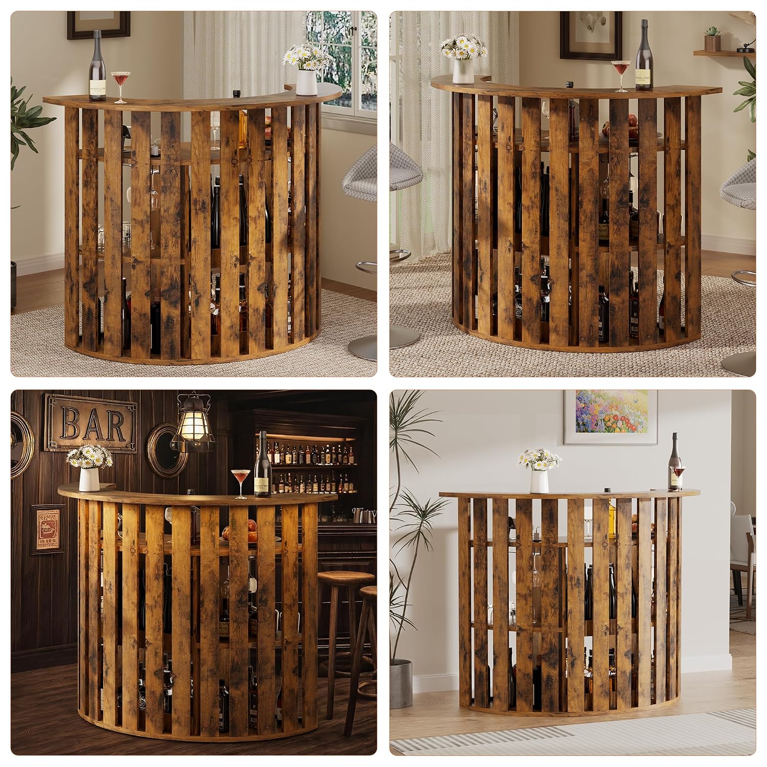 Mobile Bar Rustico in Legno, M - Home Bar And Fridge recensione e prezzo