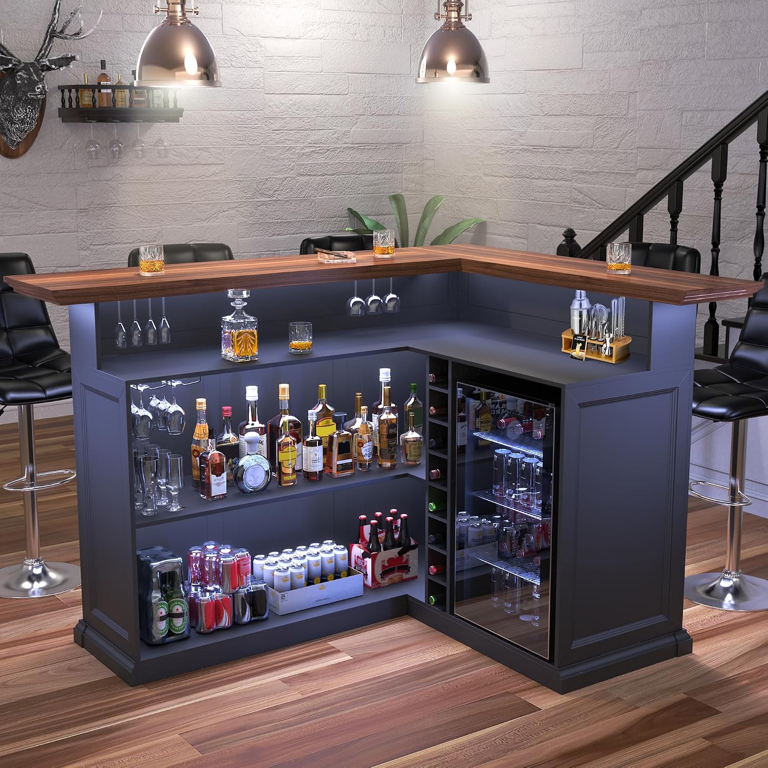 Mobile Bar a L per la Casa con - Home Bar And Fridge recensione e prezzo